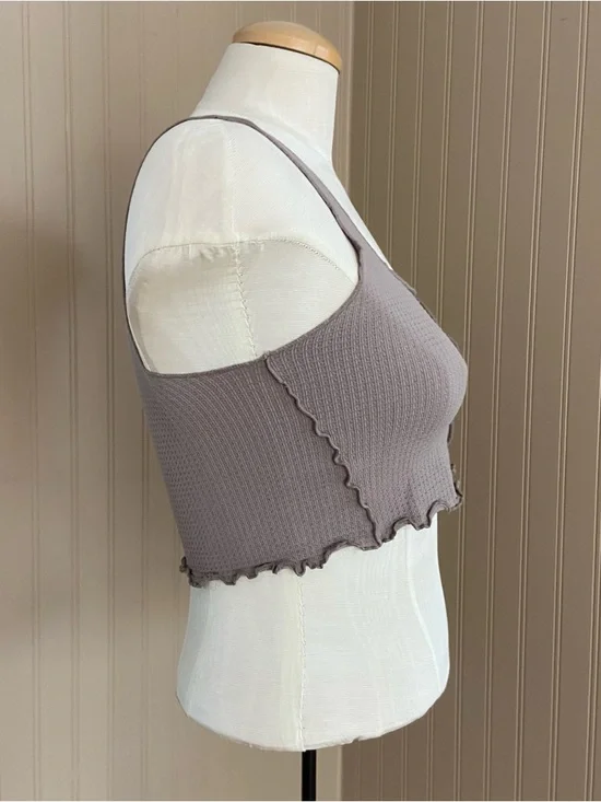 Garage NWT Super Soft Brown Taupe Crop Top Women’s Size Medium - Picture 2 of 5